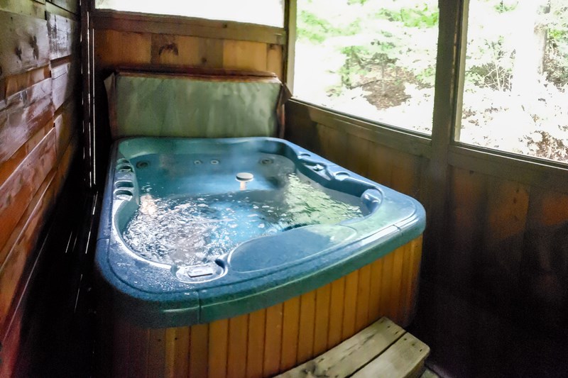 Main level back deck hot tub