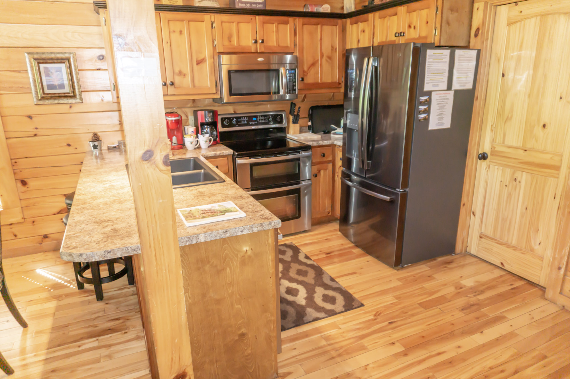 Fully stocked kitchen.  Check the amenities list.